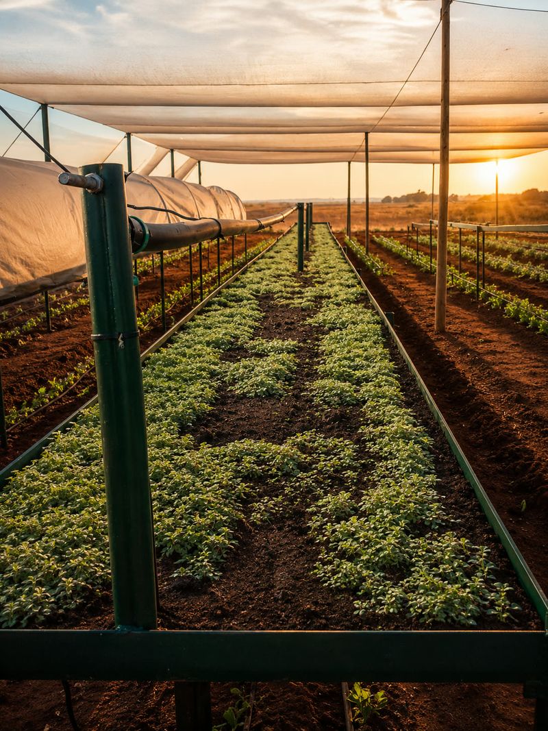 Drip irrigation in a green field